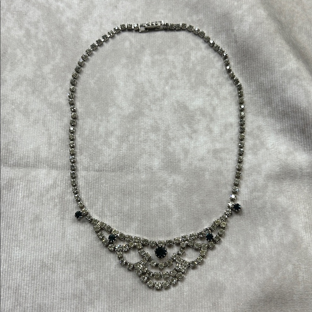 Elegant Silver Necklace with Blue Accents